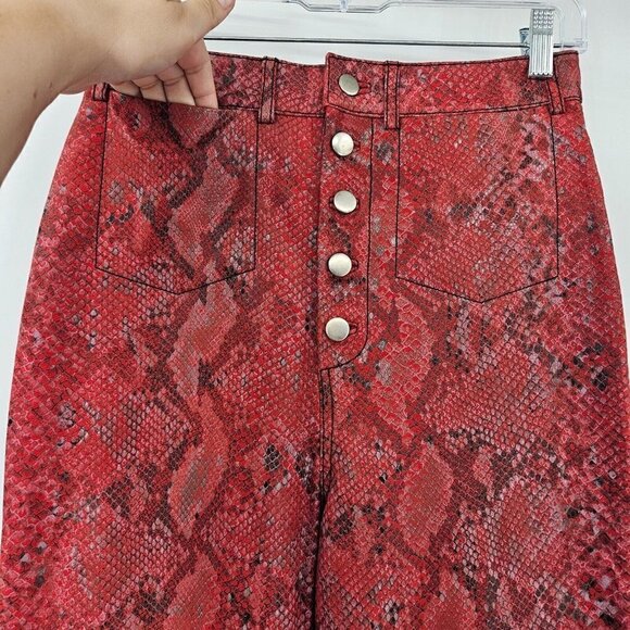 L’Academie The Serpent Leather Pants In Snake Red Women’s Size S High Rise Boho - Picture 4 of 12